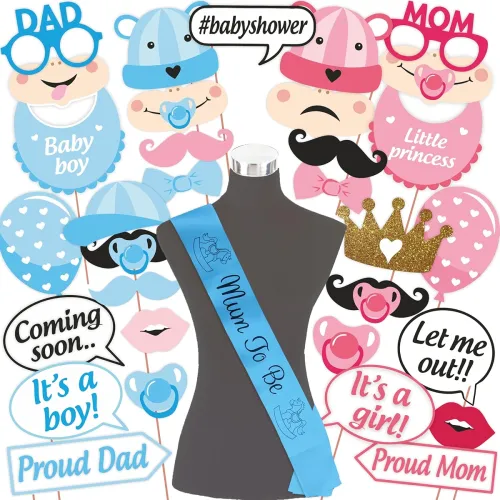 Image of Wobbox Baby Shower Photo Props & Sashes