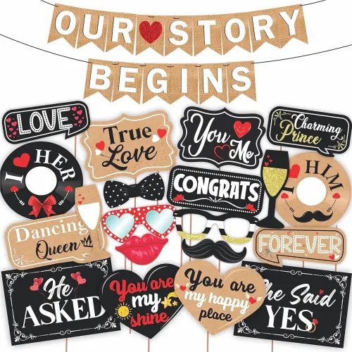 Image of Wobbox Pre-Wedding Party Props & Banner Decoration Kit – 21 Pcs