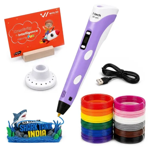 Image of WOL3D iTech Purple Magic 3D Pen with 12 in 1 PLA Filament Refills 5 Metre Each