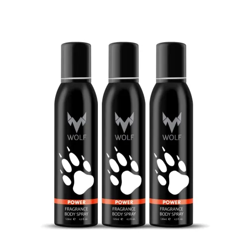 Image of Wolf Power Pack of 3 - No Gas Perfumed Bodyspray for Men- 120 ml*3