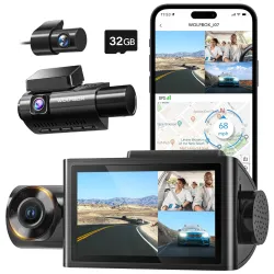 WOLFBOX i07 3 Channel Dash Cam for Car with WiFi GPS, 1440P + 1080P + 1080P Triple Car Dash Camera