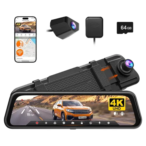 Image of WOLFBOX M40 4K Rear View Mirror Dash Cam for Car, ADAS & Voice Control