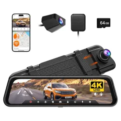 WOLFBOX M40 4K Rear View Mirror Dash Cam for Car, ADAS & Voice Control