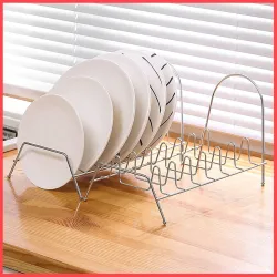 wolpin 1 Pc Stainless Steel Plate Rack For Kitchen Cabinet-8 Sections