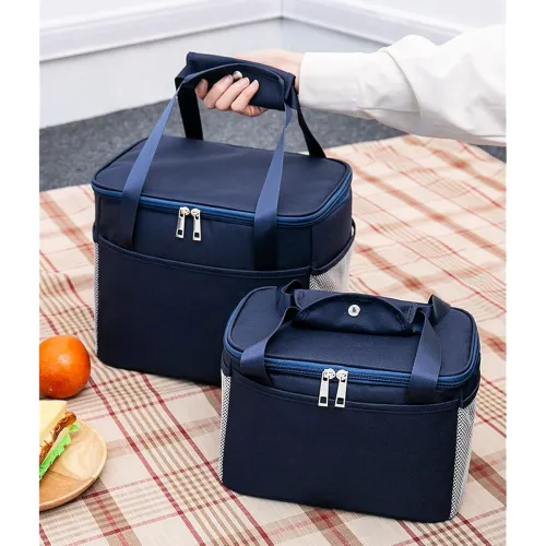 Image of wolpin 1 Piece Lunch Bags for Office Men Women, Kids Insulated Travel Box /Tiffin /Storage Bag, College & School (Navy B
