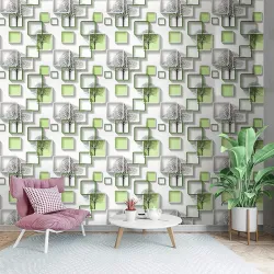 wolpin 3D Frames & Trees Self Adhesive Wallpaper (45 x 1000 CM, Dragon Green)