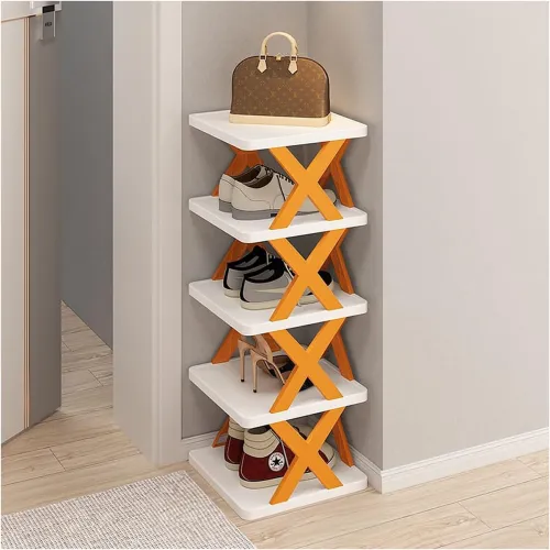 Image of wolpin 5 Shelves Shoe Rack & Stand | Storage Multi-Layer Space Saver | for Footwear, Toys, Clothes Large Multi-Purpose