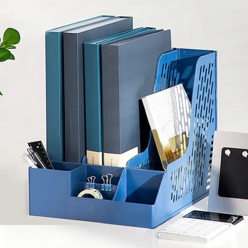 Image of wolpin Foldable 3-Section File Organizer and Stationery Holder