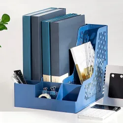 wolpin Foldable 3-Section File Organizer and Stationery Holder