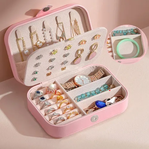 Image of wolpin Jewellery Organiser PU Leather Storage Box Case