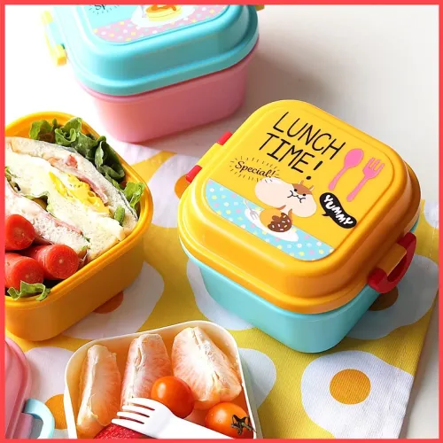 Image of wolpin 1 Pc Lunch Box for Kids Leak Proof 2 Compartments Tiffin Box for Boys, Girls, School & Office, Lunch Box, Microwa