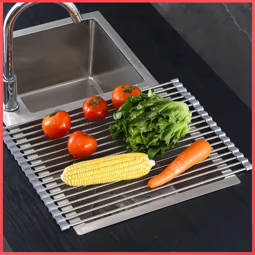 Image of wolpin Large Roll-up Sink Dish Drying Rack