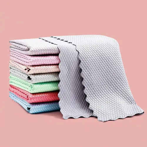 Image of wolpin Microfiber Cleaning Cloths, 5 Pcs 25 x 25 cms Multi-Colour|Highly Absorbent, Lint and Streak Free, Multi -Purpose