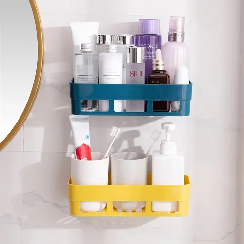 Image of wolpin Plastic Rectangular Multipurpose Wall Shelves Shelf (2 Pieces)
