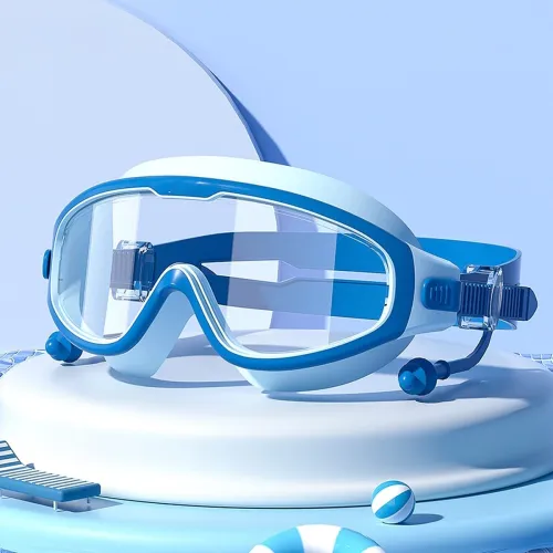 Image of wolpin Silicone Swimming Goggles with Ear Plugs