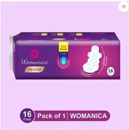 Image of Womanica Sanitary Pads for Girls & Womens Straight-Pads (XL-Size, 290-MM) (16 Pads-Each) Sanitary Pad