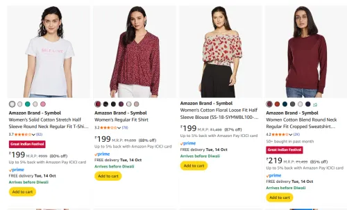 Image of Amazon Brand - Symbol women Clothes Starting @ ₹199