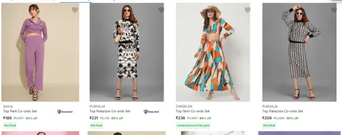 Image of Women Co -ords Set Starting @ ₹186