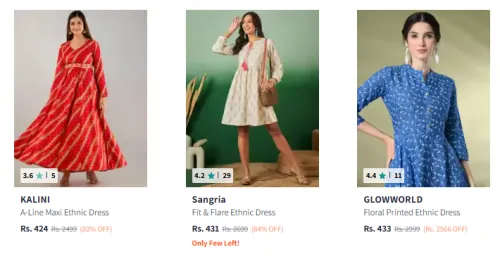Image of Women Ethnic Dress Minimum 80% Discount