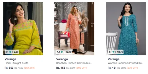 Image of Women Ethnic Wear at minimum 70% Discount