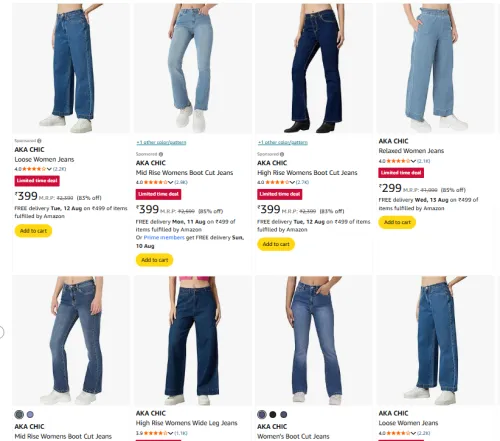 Image of Women Fashion Jeans Starting @ ₹299