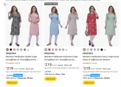 Women Fashion Kurta pack of 2 Starting @ ₹219