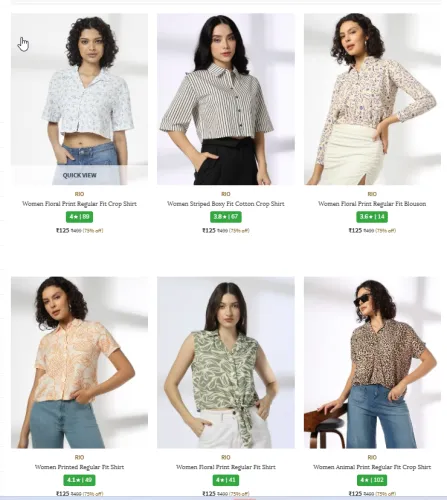 Image of Women Floral Print Regular Fit Crop Shirt Starting @ 125
