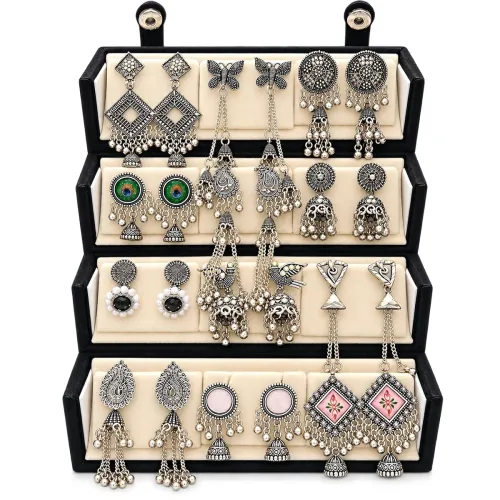 Image of Women Girls Stylish Earrings Set With Organizer Box Gift