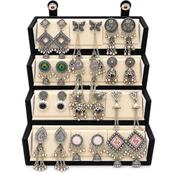 Women Girls Stylish Earrings Set With Organizer Box Gift