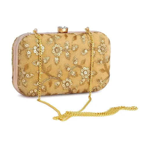 Image of TOOBA Women Handicraft Hand Embroidered Box Clutch Bag Purse for Bridal