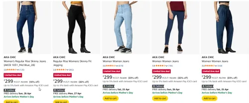Image of Women Jeans Starting @ ₹299