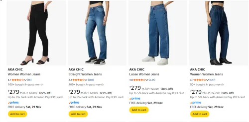Image of Women Jeans Starting Starting @ ₹279
