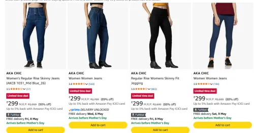 Image of Women Jeans Startting @ ₹299