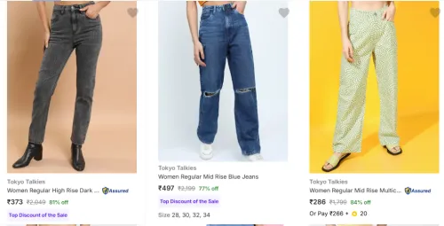 Image of Women Jeans Under Minimum 80% Discount