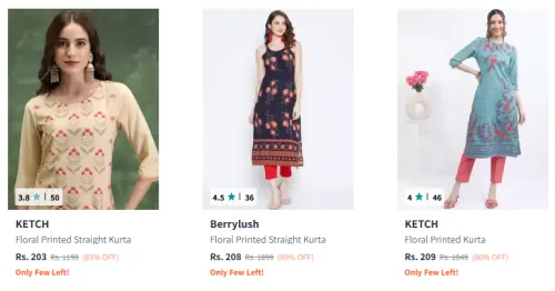 Image of Women Kurta Minimum 80% Discount