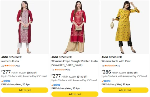 Image of Women Kurta with Palazzo Upto 91% off