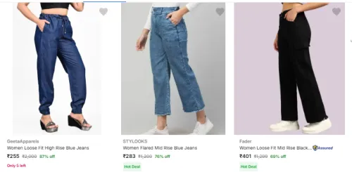 Image of Women Loose fit Jeans Starting @ ₹255