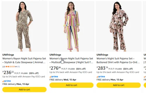 Image of Women night dress @ Upto 89% Discount