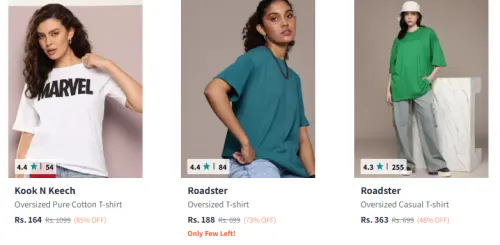 Image of Women Oversize T-shirt Minimum 80% Discount