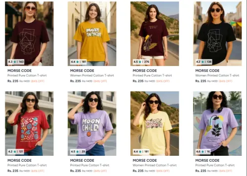 Image of Women oversized T-shirts at minimum 84% Discount