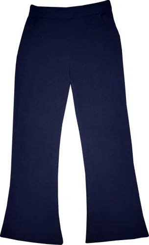 Image of Women Regular Fit Blue Crepe Trousers