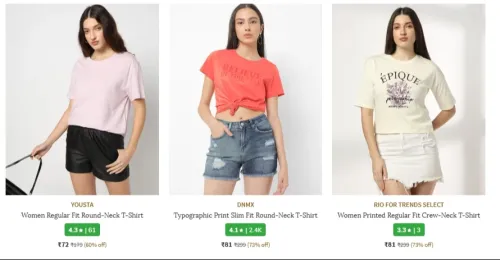 Image of Women regular t-shirts starting ₹72