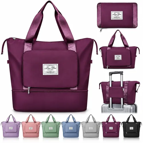 Image of Women’s 41 L Expandable Travel Duffle Bag Nylon Foldable Luggage