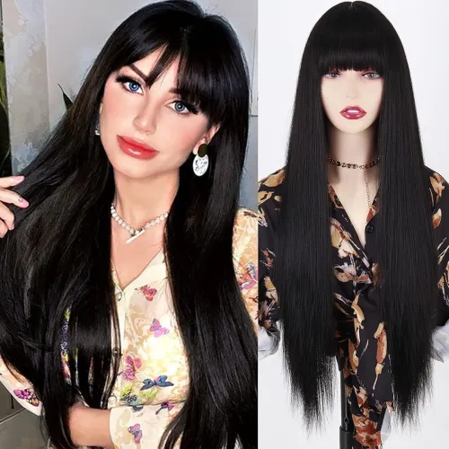 Image of Women's Black Curly Synthetic Heat Resistant Wig Natural Look