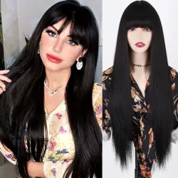 Womens Black Curly Synthetic Heat Resistant Wig Natural Look