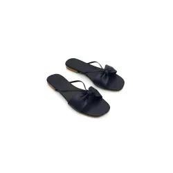 Womens Bow Flat Slide Sandals