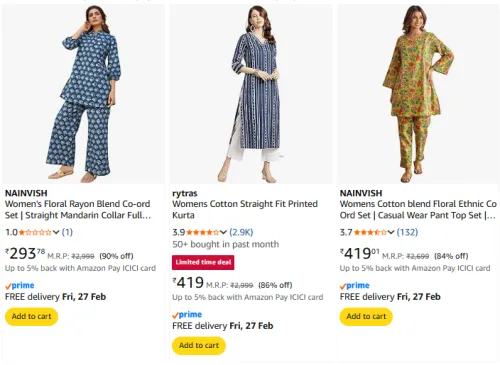 Image of Women's Co-ord Set @ Starting ₹293