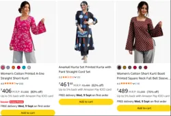 Women's Cotton Kurti From 76% Discount