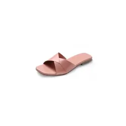 Womens Cross Strap Flat Slide Sandals