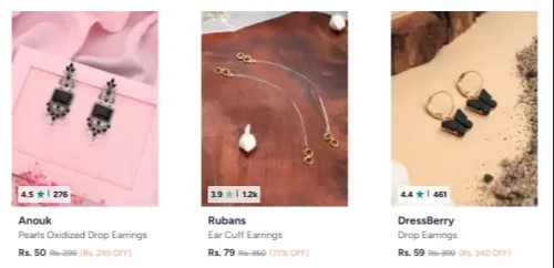 Image of Women's Earrings at Starting ₹50